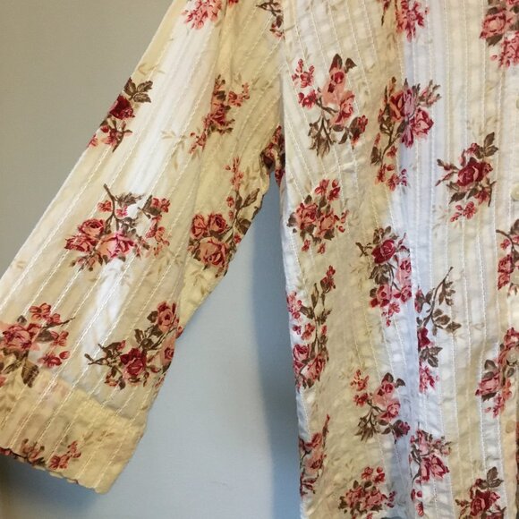 Northern Reflections White, Pink and Red Floral Cotton Button Down Dress… - Picture 5 of 16